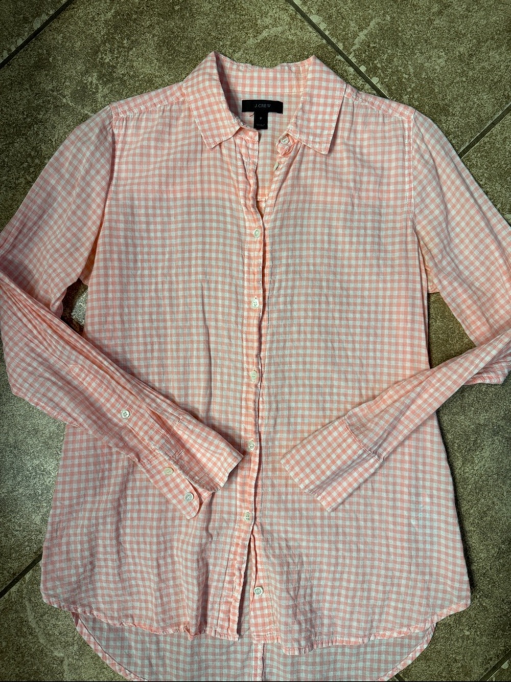 J. Crew Light Pink Gingham Button-Front Shirt